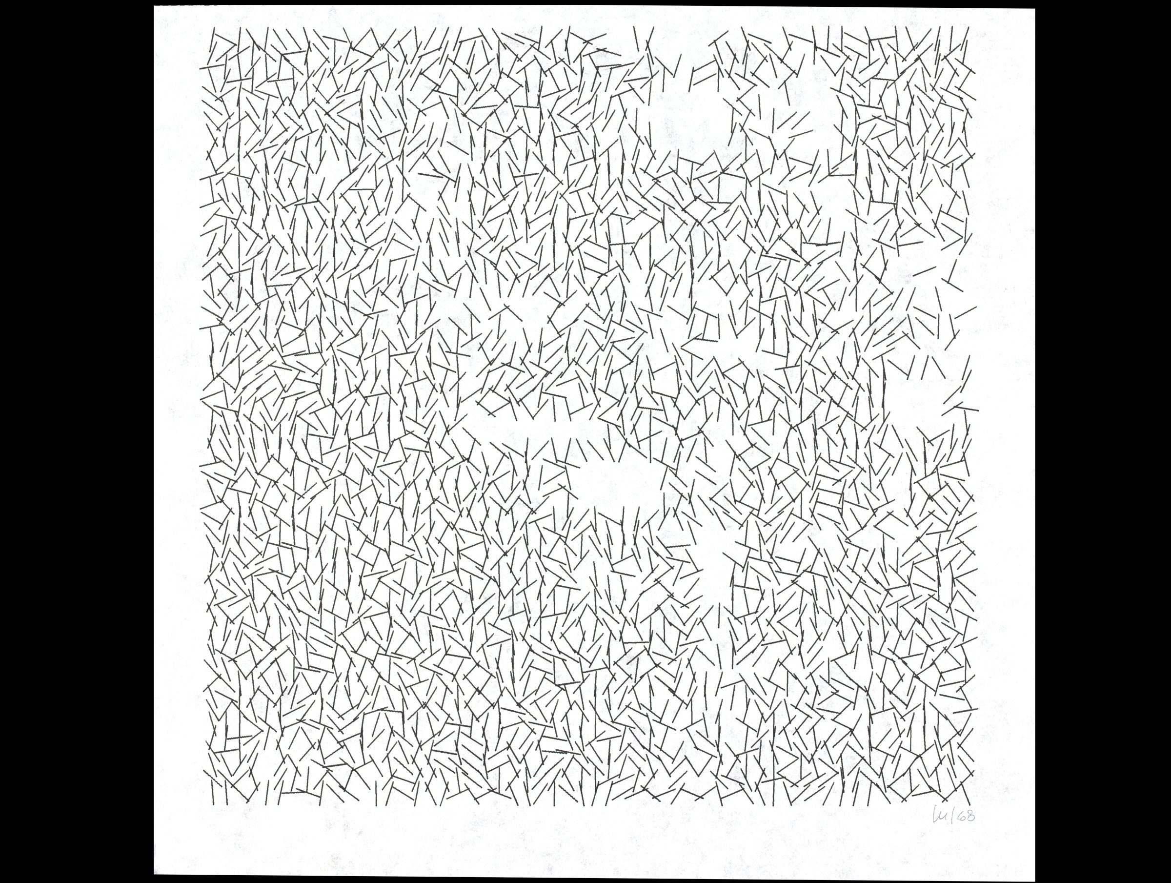 Vera Molnár's Interruptions, 1969, a plotter drawing